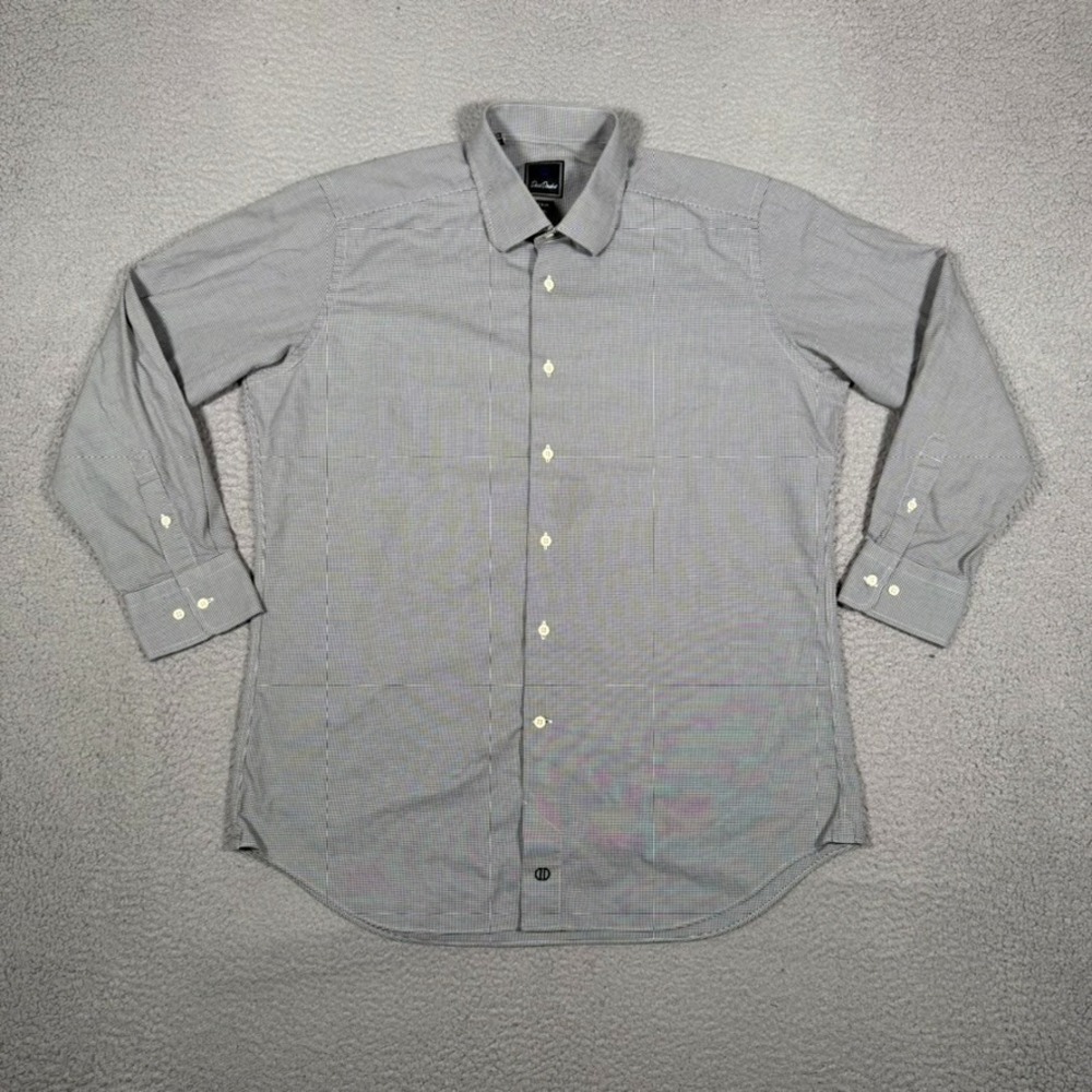 David Donahue Shirt Mens 17 32/33 Micro Houndstooth Casual‎ Preppy Dress Logo